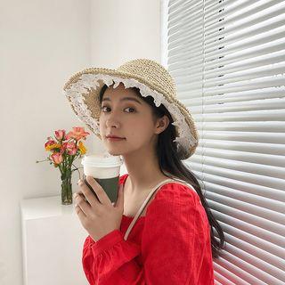 Lace Straw Hat As Shown In Figure - One Size
