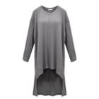 Long Sleeve Ribbed Dip Back T-shirt
