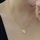 Leaf Pendant Stainless Steel Necklace Gold - One Size
