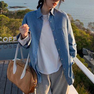 Denim Shirt Blazer - Pink - One Size