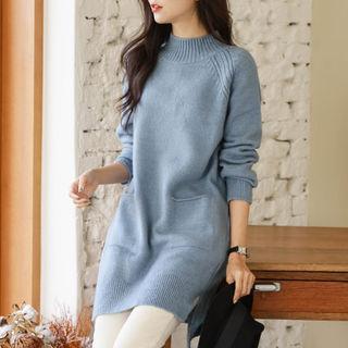 Raglan-sleeve Colored Knit Dress