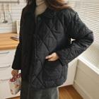 Collared Quilted Jacket Black - One Size