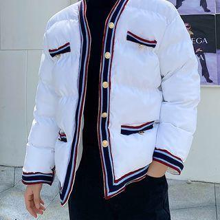 Contrast Trim Padded Button-up Jacket