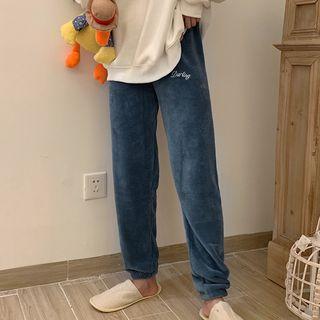 Letter Embroidered Fleece Lounge Pants