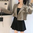 Double-breasted Cropped Blazer / Pleated A-line Skirt / Set