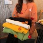 Long-sleeve Flower Knit Sweater