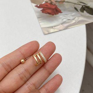 Metal Ear Cuff 2 Pcs - Gold - One Size
