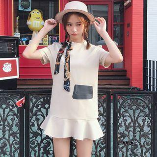 Ruffle Hem Short-sleeve A-line Dress