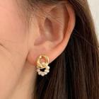 Freshwater Pearl Hoop Dangle Earring 1 Pair - White & Gold - One Size