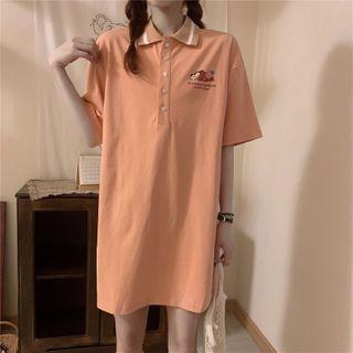Cartoon Print Short-sleeve Mini Polo Dress
