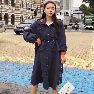 Hooded A-line Trench Coat