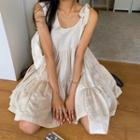 Tie-shoulder Tiered Wrap Dress