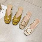 Buckle-accent Square-toe Low-heel Mules