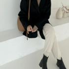 Single-breasted Wool Blend Jacket With Sash Black - One Size