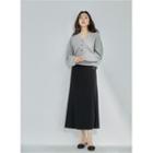 Letter Embroidered Maxi Skirt Black - One Size