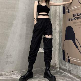 Cropped Tank Top / Cut-out Jogger Pants / Set