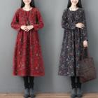 Floral Round-neck Long-sleeve Dress