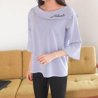 3/4-sleeve Lettering Stripe Top