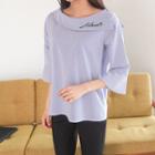 3/4-sleeve Lettering Stripe Top