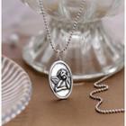 925 Sterling Silver Embossed Oval Pendant Necklace As Shown In Figure - One Size
