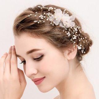 Bridal Set: Faux Pearl Hair Clip + Bracelet