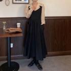 Sheer Shirt / Sleeveless Midi A-line Dress