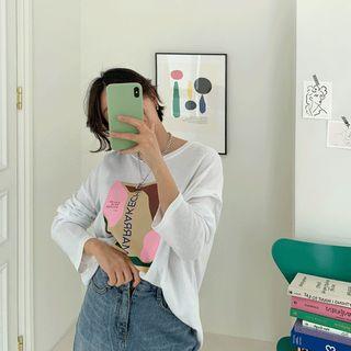 Extra Long-sleeve Printed T-shirt