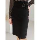 Belted Wrap-front Midi Pencil Skirt