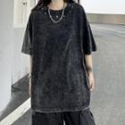 Short Sleeve Washed Studded Detail Oversized T-shirt / Tank Top