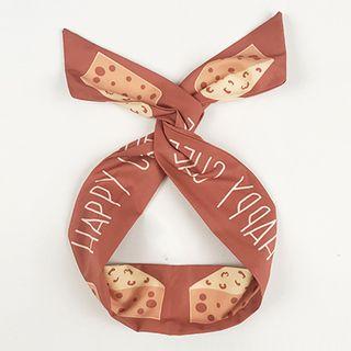 Cheese & Lettering Print Wired Headband Wired Headband - Chocolate - One Size