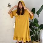 Elbow-sleeve Midi Hoodie Dress