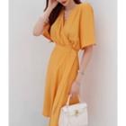 Wrap-front A-line Dress With Belt