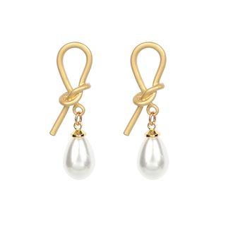 Faux Pearl Knot Earring Gold - One Size