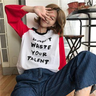 Lettering Color-block Loose-fit T-shirt