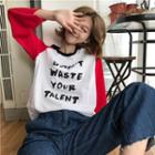 Lettering Color-block Loose-fit T-shirt