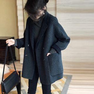 Double Breasted Check Woolen Blazer