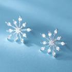 Snowflake Rhinestone Sterling Silver Earring 1 Pair - S925 Silver - Silver - One Size