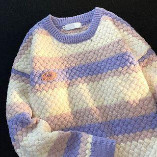 Logo Embroidered Striped Sweater