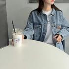 Washed Metallic-button Denim Jacket