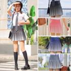 Gradient Color High Waist Pleated Mini Skirt