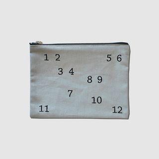 Number Embroidered Pouch Gray - One Size