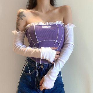 Off-shoulder Paneled T-shirt