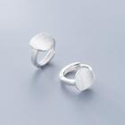 925 Sterling Silver Brushed Disc Earring 1 Pair - Huggy Earring - One Size