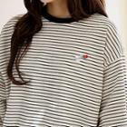 Bird-embroidered Stripe Sweatshirt