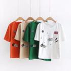 Patch Applique Short Sleeve T-shirt