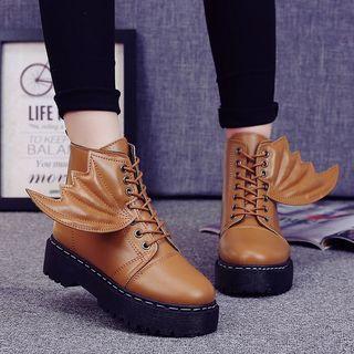 Platform Lace-up Wing Detail Short Boots