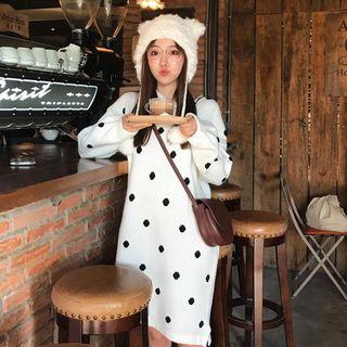 Dot Long-sleeve Knit Dress