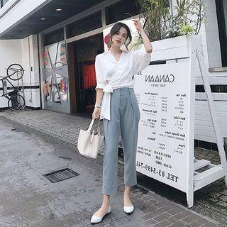 Set: V-neck Blouse + Crop Pants