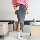 Furry Knit Long Pencil Skirt