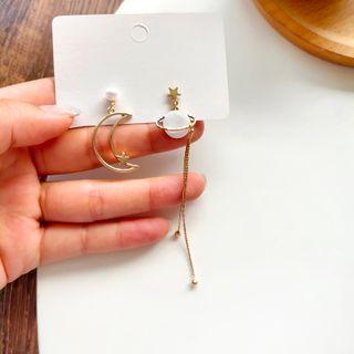 Non-matching Crescent Drop Earring 1 Pair - Non-matching Stud Earrings - Gold - One Size